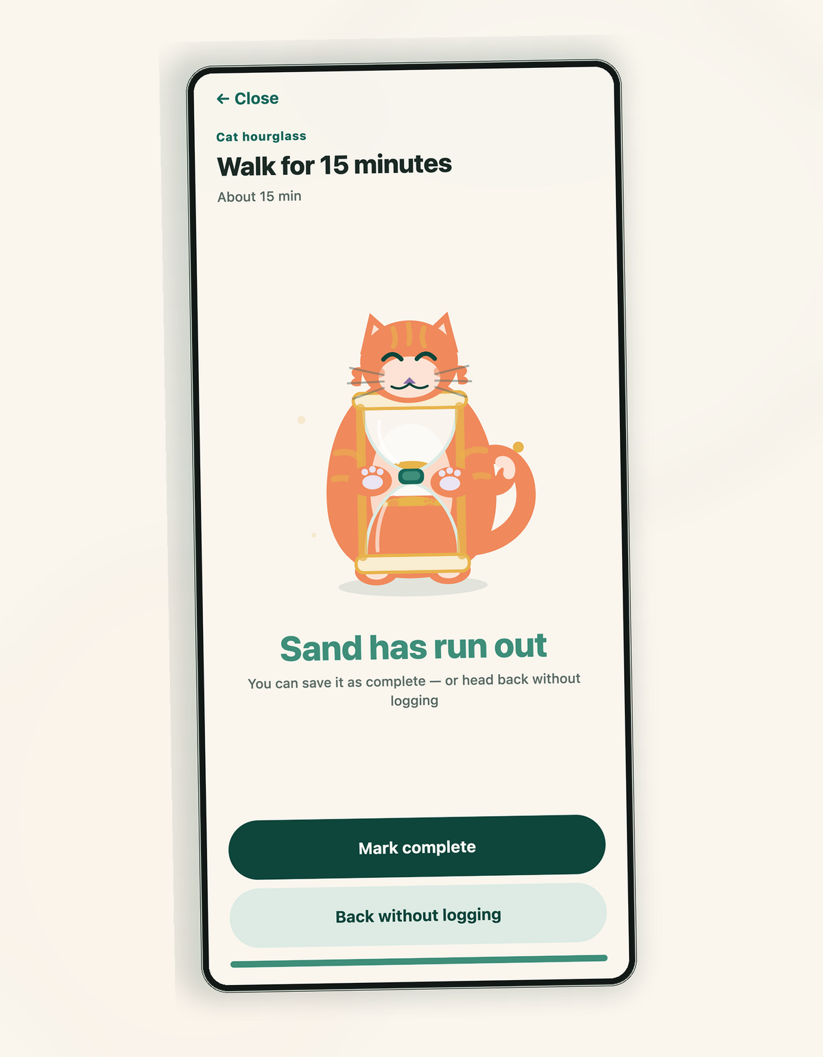 Habit timer complete